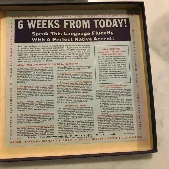 1955 The Living Language Course French lessons on 4 hifi 33 1/3 RPM Records - Picture 16 of 16